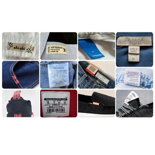 Sewing Garment Fabric Material Woven Clothing Labels Embroidered Blue On White