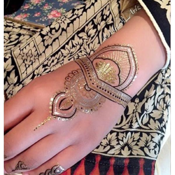 Jewel temporary gold tattoo, Custom temporary gold tattoo, fake tattoo