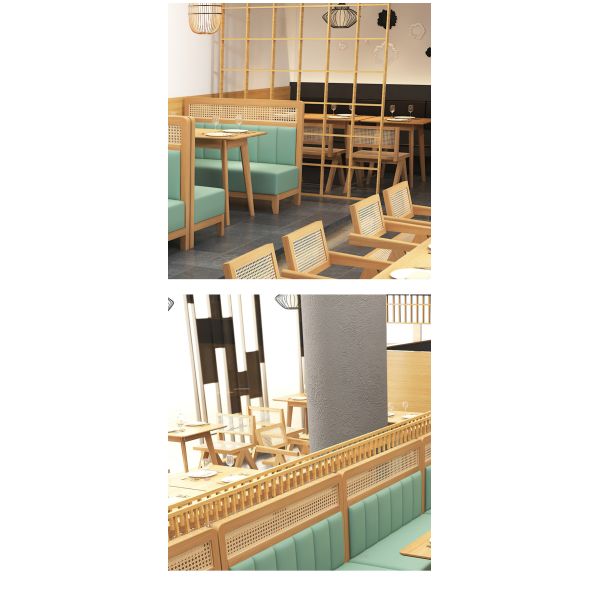 Modern Restaurant Booth Seating Cafe Shop Dining Sets Solid Wood Rattan Sofa Chairs