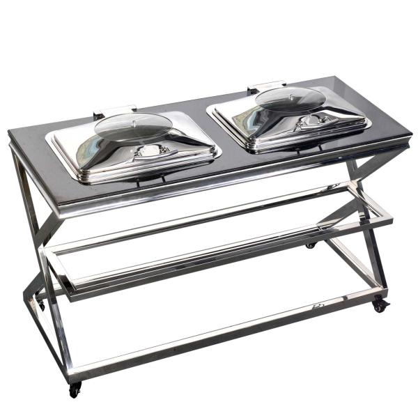 Совмещенный держатель в продолговатом ссаживая блюде с лампами жары в естественной каменной таблице с полкой