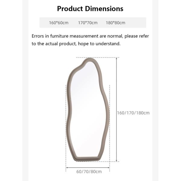 Makeup Flannelette Full Length Floor Mirror Curved Irregular Shape