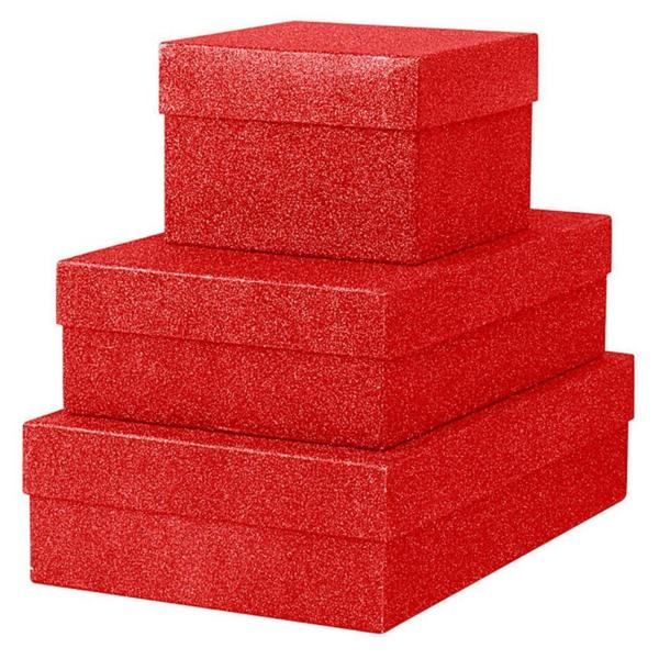 Fancy Nesting Glitter Paper Xmas Gift Boxes For Wrapping Christmas Presents