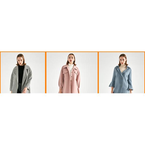 Long Big Lapel Women's Casual Winter Coats , Woolen Overcoat For Ladies