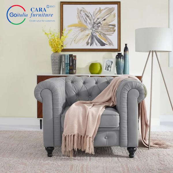 Customized Grey Bedroom Living Room Sofa Set Furniture Velvet