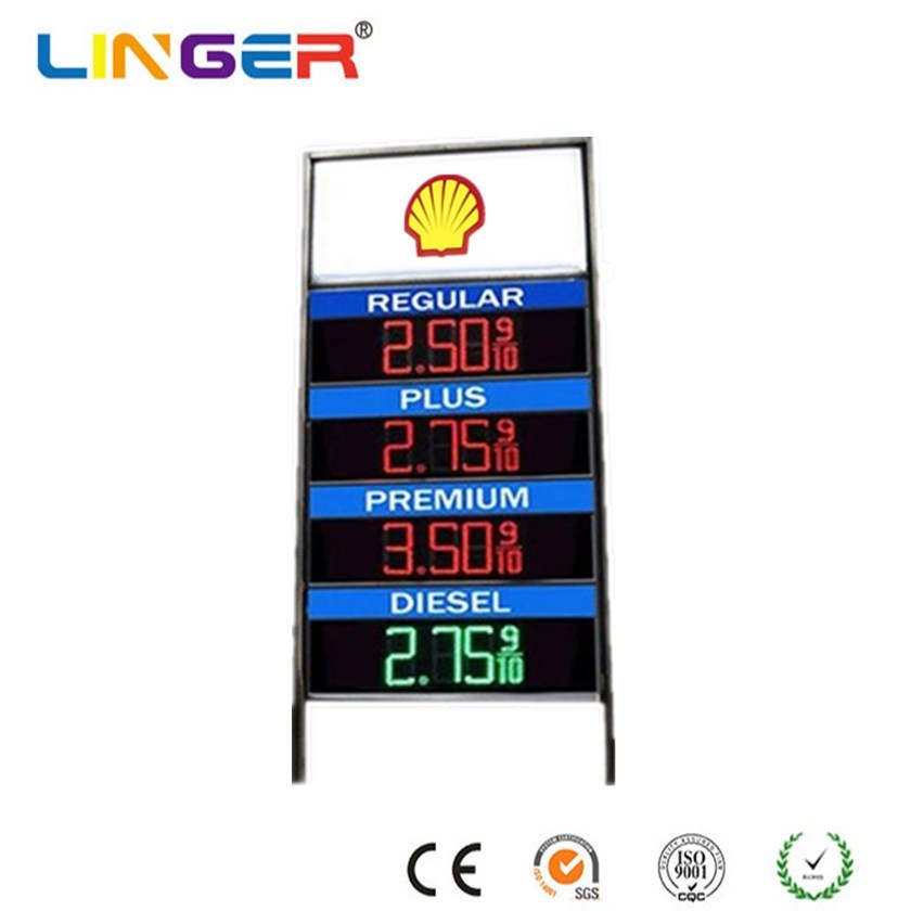 Multi Line LED Gas Price Sign 15 Inch Petrol Station Sign Board 5000mcd