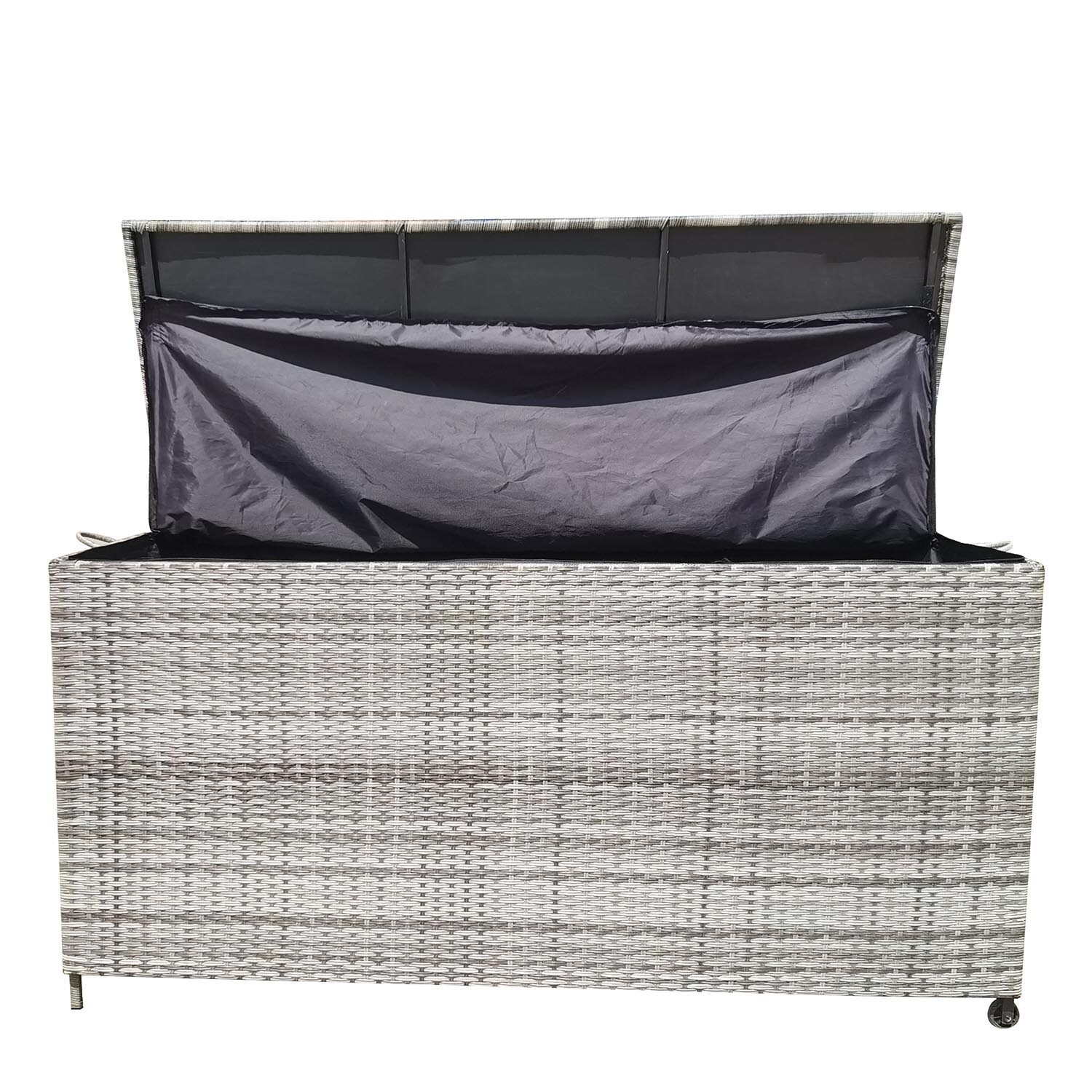 Spacious Multifunctional Wicker Rattan Garden Storage Box with Wheels by AJUNION