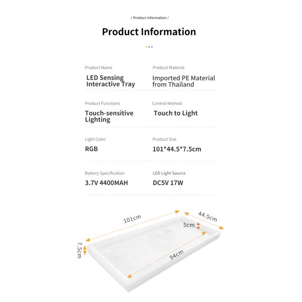 Modern Interactive LED Light Touch Sensor Educational Toy PE Material for Hand Eye Coordination Sensory Play for Bedroom Use