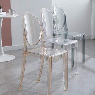 Clear Transparent Banquet Ghost Chair Armless Stacking Accent Chair with Oval Back Acrylic, Invisible Plastic
