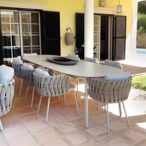 310GM2 Fabric Rope Outdoor Dining Chair Washable Rope Garden Chairs