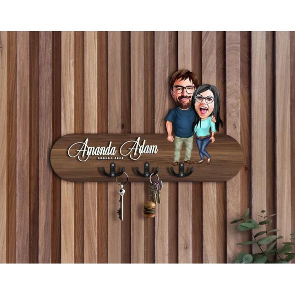 Customized Logo Wooden Key Holder Entryway Organizer for Personalized Home Storage