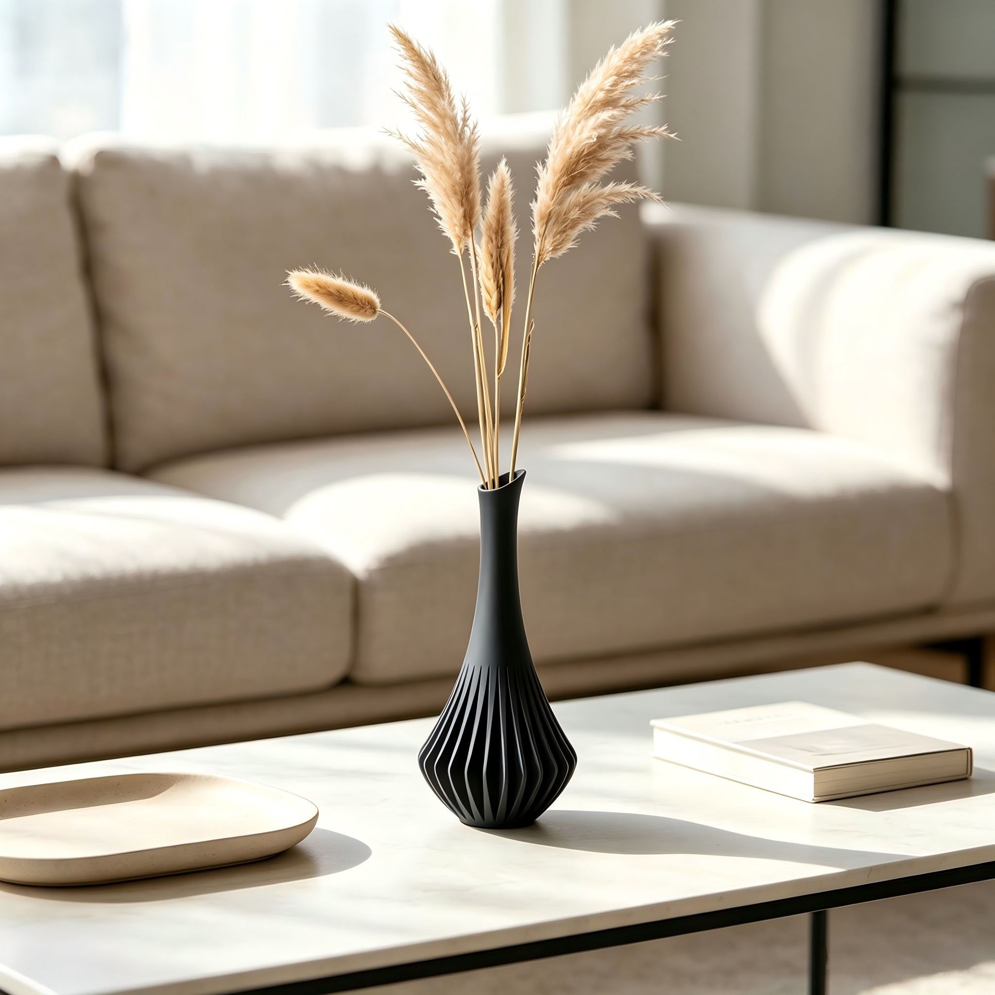 Minimalist Modern Custom 3D Printing Decor Narrow Opening 3d Print Vase For Pampas Grass