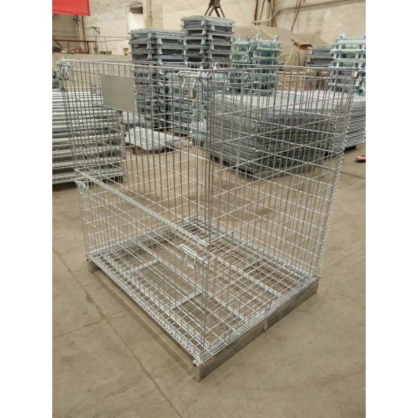 Customized Industrial Wire Mesh Containers Stackable Galvanized Steel Foldable Wire Mesh Pallet Cage