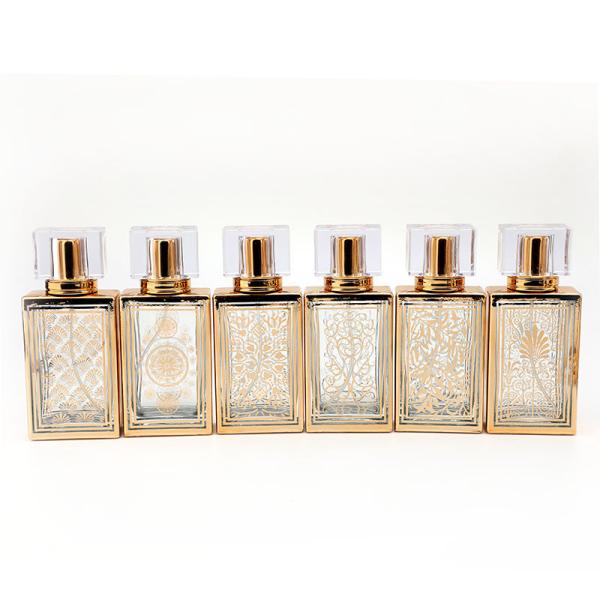 50ml electrochapó la botella de vidrio al por mayor del espray de perfume de la botella de cristal de perfume de la botella de la botella vacía cuadrada del Subpackage