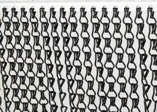 Black Fly Screen Chain Curtain / Rustproof Metal Fly Curtains For Doors