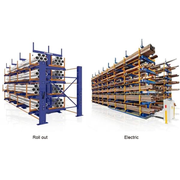 B52: Long Material Storage Roll out Cantilever Rack Bar Stock & Pipe Roll out Cantilever Rack