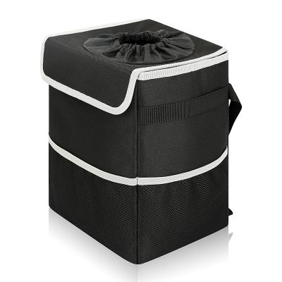Trash Car Organizer Bags Black Hanging Leak Proof Trash Bin Lid Garbage 8.4x7.4x10.4