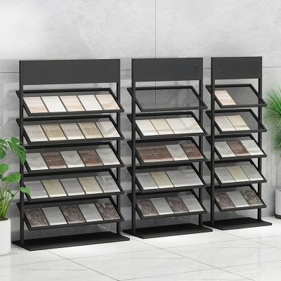 Mesh Shelf Floor Stone Sample Display Rack Granite Sample Display Stands H140cm