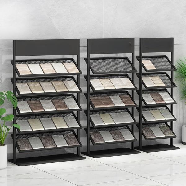 Mesh Shelf Floor Stone Sample Display Rack Granite Sample Display Stands H140cm