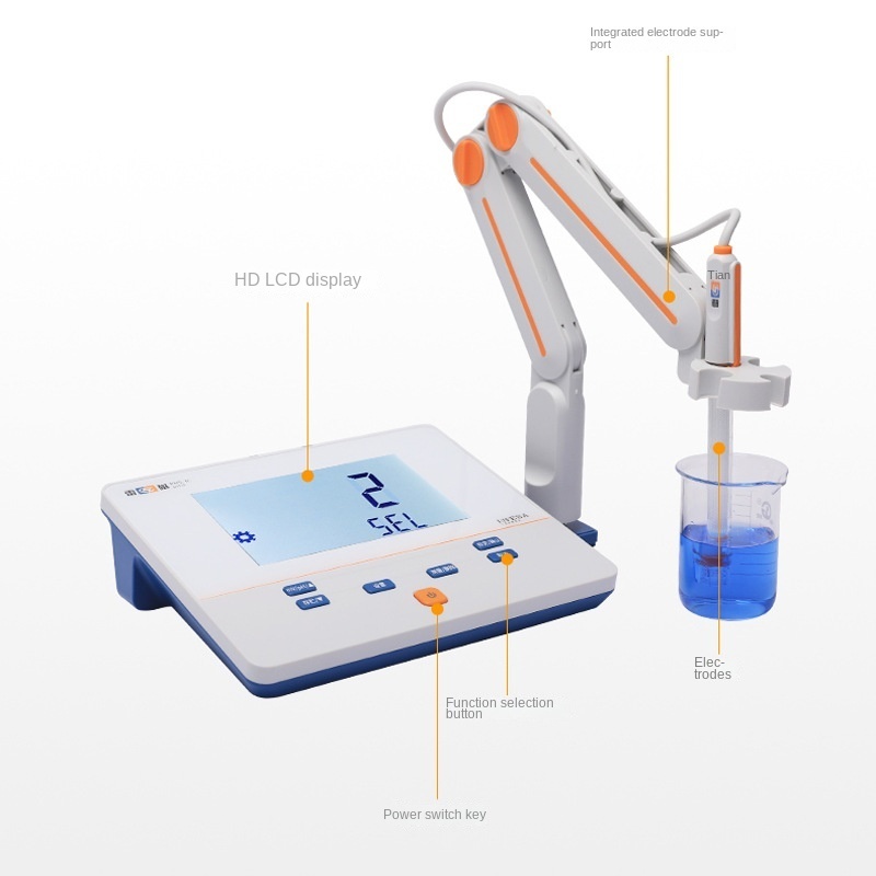 PH200EM Benchtop pH Meter with 6.0 Inch LCD Display 1-3 Points Calibration and IP54 Protection for Mineral Testing