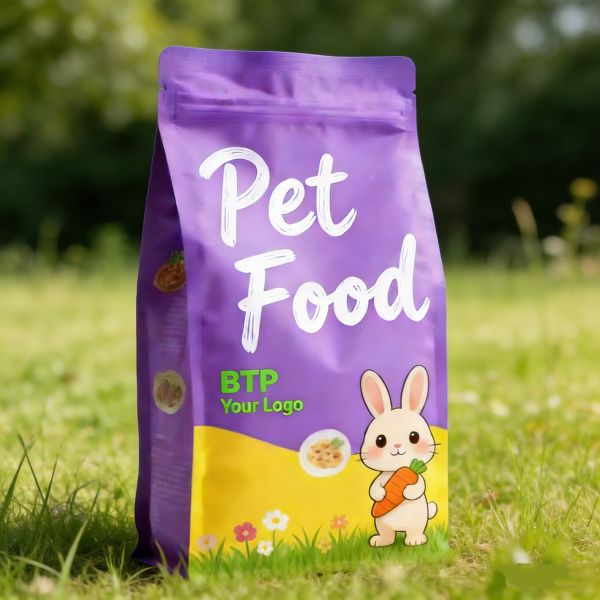 MOQ 100pcs Custom-Printed Moisture Proof Food Grade Flat Bottom Gusset Stand up Pouch Resealable Zipper for Dry Pet Food & Snack