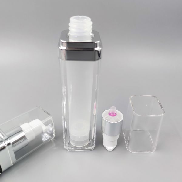 Wholesale Factory High Quality Square  Double Layer Vacuum Bottle 30ml 50ml 75ml Hot Sale Cosmetic Liquid Container  for Shampoo