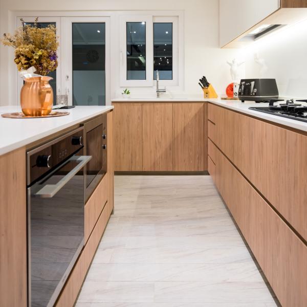 16MM 18MM Carcass Thickness Melamine Kitchen Cabinet Set Environment Friendly