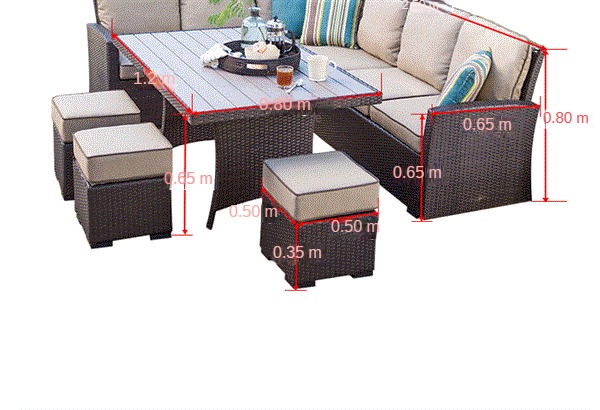 Restaurant Outdoor Light Luxury PE Rattan Sofa Set Patio Waterproof Metal Furniture