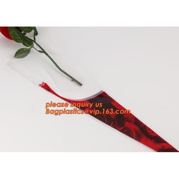 Paper box flower sleeve single rose flower wrapping sleeve,imprineted color high transparence clear flower sleeve PACK