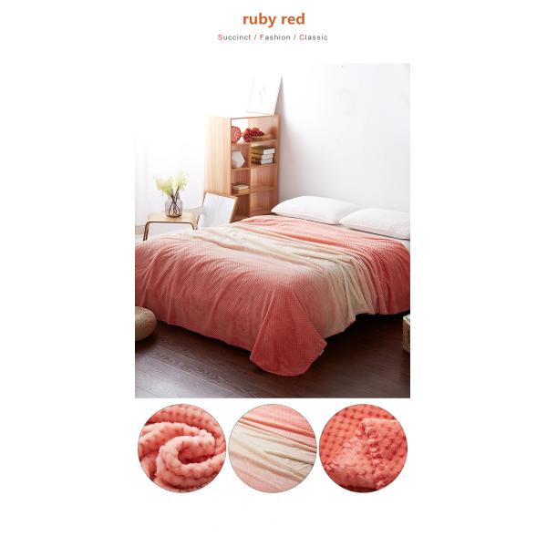 Gradient Color Flannel Sheet Blanket , Flannel Fleece Blanket Easy Care For Bedding