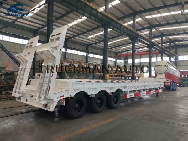 60 Ton Low Bed Semi Trailer With 12.00r20 Tire For Long Haul Freight Transport