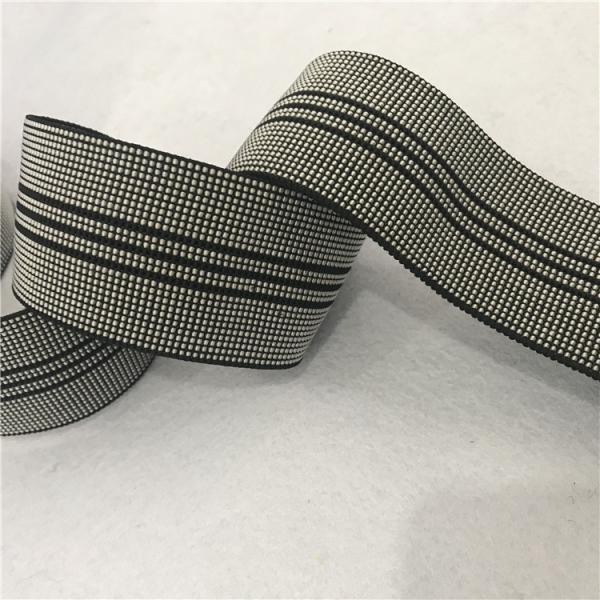 PP Sling 50mm Sofa Elastic Webbing 40%-50% Elongation White With Black Lines