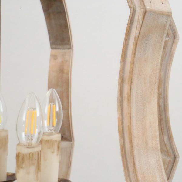 Metal and wood orb chandelier for indoor home lighting (WH-CI-77)