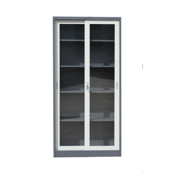 Bedroom Sliding Glass Cabinets Fast Assembly Two Doors Steel Storage Cupboard