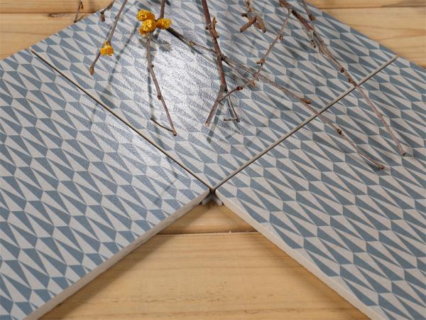 azuis Encaustic 200x200mm piso interior cerâmica azulejos rústicos para escritório e azulejos de parede para restaurante