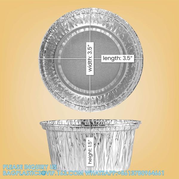3.5'' Inch Round Ramekins Muffin Cups Tin Foil Cupcake Pans Disposable Aluminum, Freezer & Oven Safe Pack