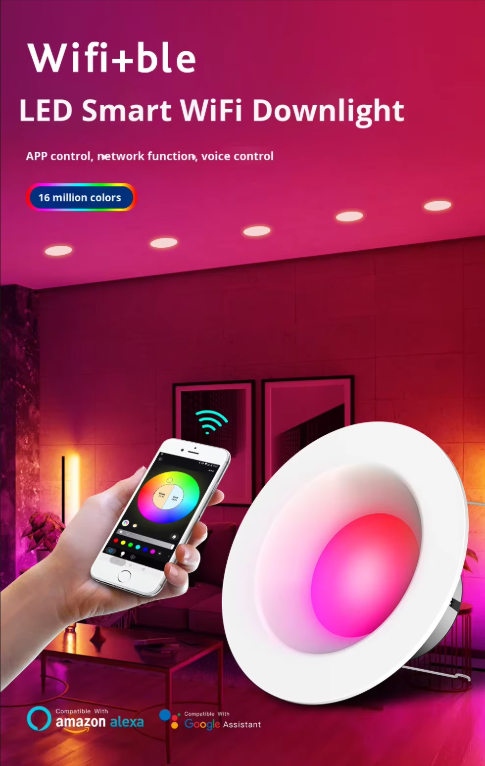 Smart Wifi Recessed LED Downlight Remote Control Color Changing 6 Inch 9W 2700K~6500K