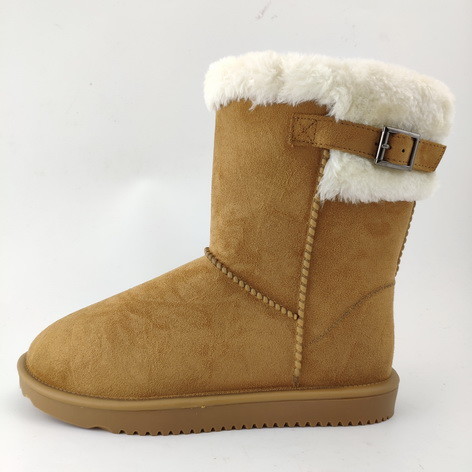 Waterproof Anti Slippy Lady Faux Fur Rain Boots With PVC Sole