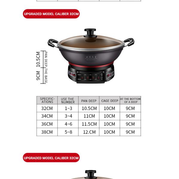 Stainless Steel Electric Skillet 28cm Portable Multi-purpose Soup Pot for Home Cooking