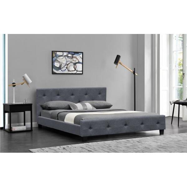 Темного серого рамка переклейки кровати саней короля Размера Обивать белья