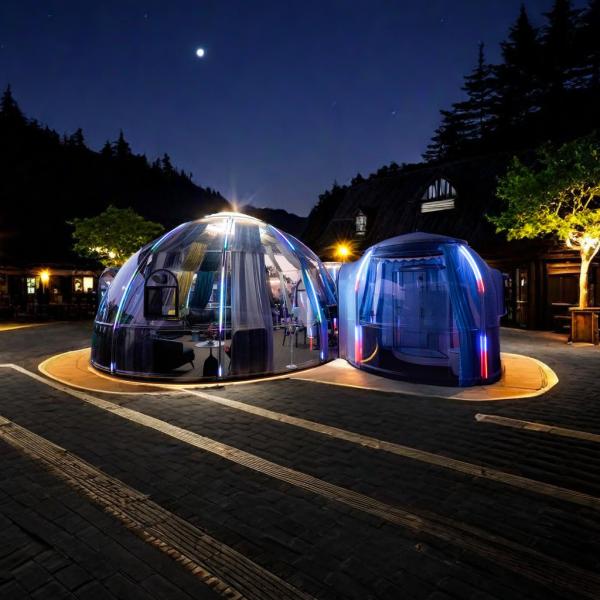 Custom Polycarbonate Waterproof Hotel Glamping Double Bubble Dome House For Romantic Resort