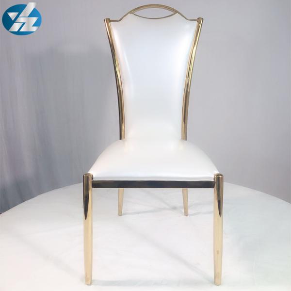 Chrome SS Wedding Banquet Chair Upholstered Gold Dining Room Chair