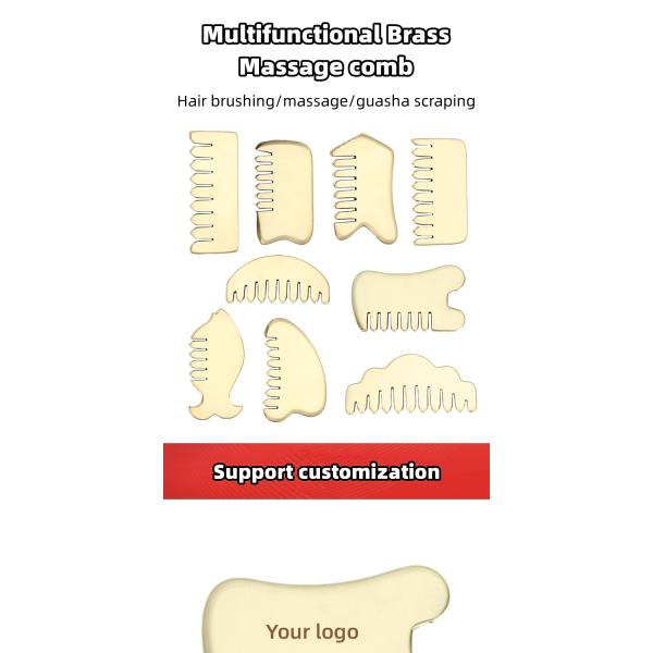 Muscle Massage Gold Gua Sha Board Tool for Natural Brass Guasha Stone Head Massager Hair Health Care Salon Beauty Tool