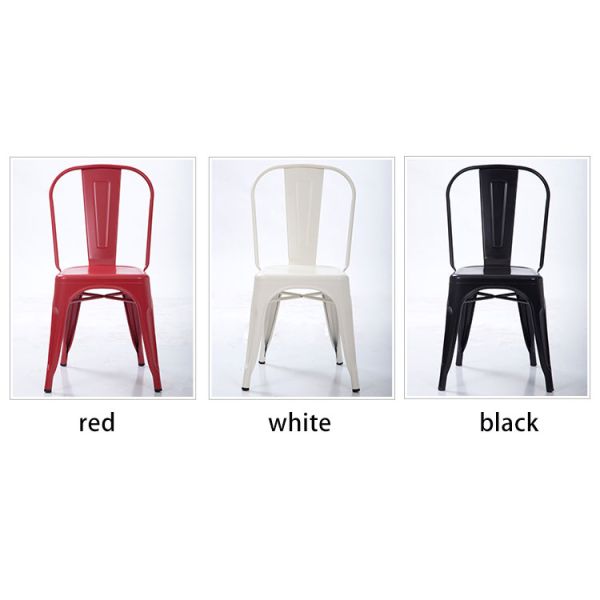 Industrial Style Retro Stackable Iron Chair Bar Stool Colorful Cafe Metal Dining Chairs