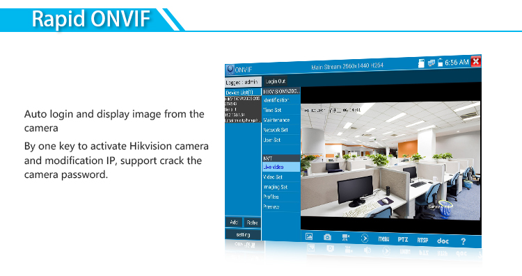 Тестер CCTV управлением 4K H.265 H.264 PTZ