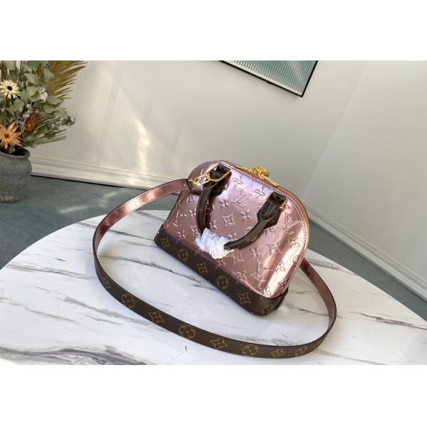 Sliver Shell Vernis Leather Womens Luxury Handbag Zipper Open