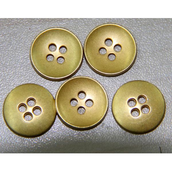4 Hole Custom Clothing Buttons Round Metal With Shiny Gold Alloy Metal