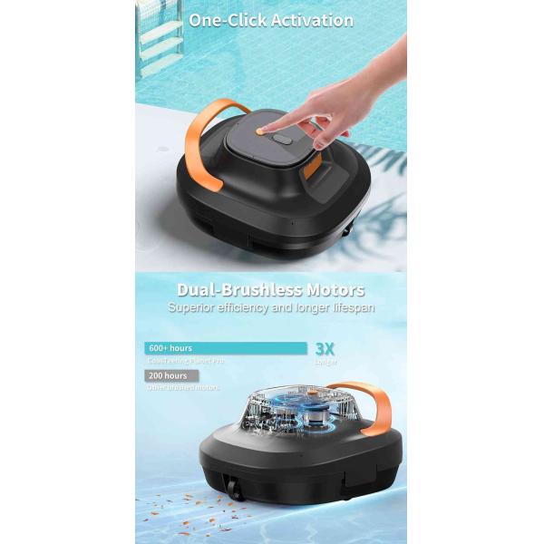 Robô de piscina sem fio com bateria 120 minutos Tempo de limpeza 2 motor sem escova
