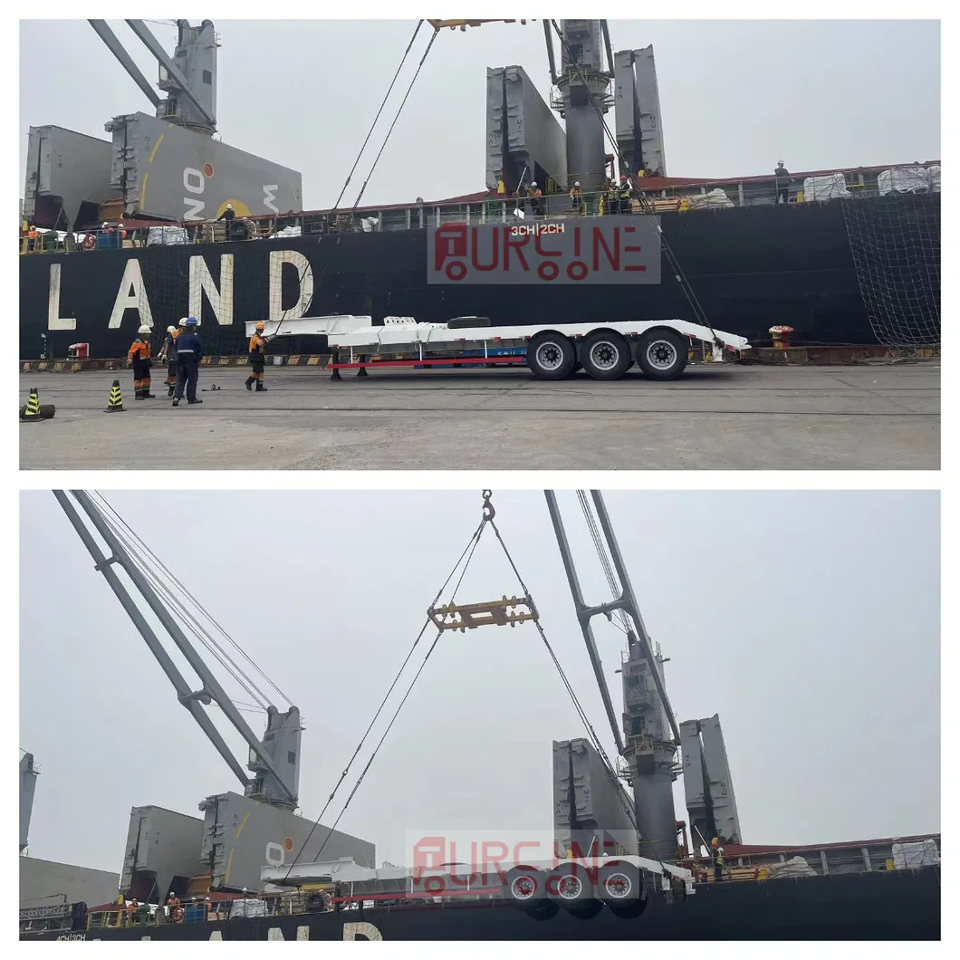 Strong Loading 60 Ton 3 Axle Lowbed Trailer For Construction Equipment Transportation