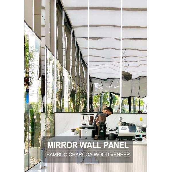 BAMBOO CHARCOAL WOOD VENEER MIRROR Wall PANEL FOR CEILING AND EXHIBITION HALL DECORATION