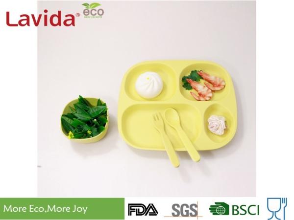 Eco - Friendly Waterproof Bamboo Childrens Dinner Set Reusable Food Safe Square Shape